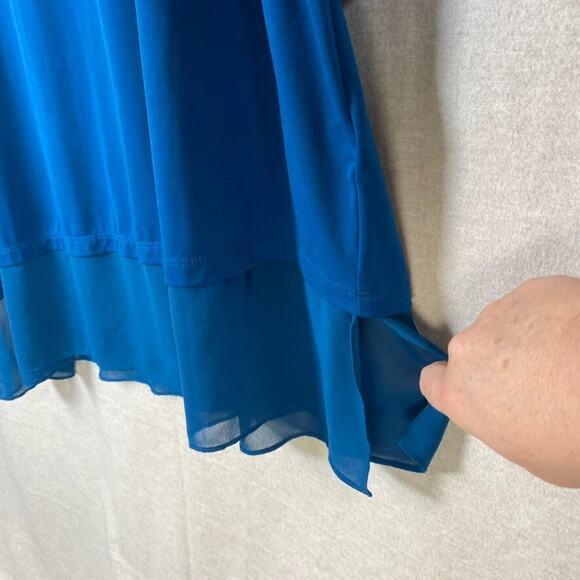 Susan Graver Womens Liquid Knit Tunic Top Size 2X Asymmetric Stretch Mature Blue - Picture 3 of 12